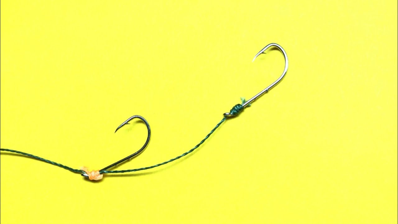 Как привязать второй крючок к основной леске? 
